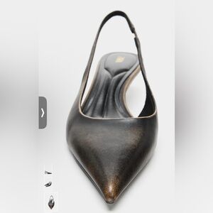 NWT Zara Brown worn look Pointed Slingback kitten heel 38 7.5